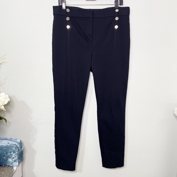 LOFT Black Sailor High Waist Skinny Ankle Dress Pants 12 - Picture 4 of 11